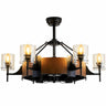 Kviflon 6038 39.5 inch rustic caged ceiling fan with light, farmhouse wood fandelier with remote control for bedroom and living room.