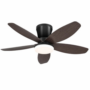 Kviflon 6666 low profile ceiling fan with light in brown finish