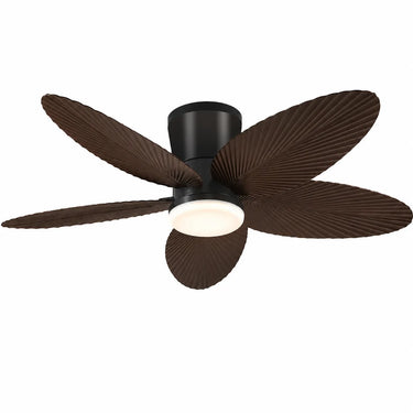 Kviflon 6669 42 inch palm leaf ceiling fan with light in brown