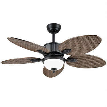 Kviflon 8242 50 inch tropical palm leaf ceiling fan with light in light brown finish