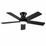52 inch black modern ceiling fan with light installed in contemporary living room flush mount design