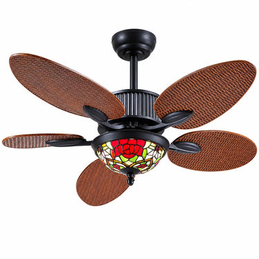 Kviflon 8250 50 inch tropical ceiling fan with Tiffany-style glass light