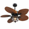 Kviflon 8309 52 inch outdoor palm leaf ceiling fan with light and crystal glass shade