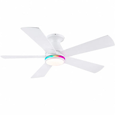 Kviflon 8311 52 inch RGB flush mount ceiling fan with light in white finish