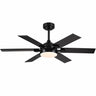 Angled view of Kviflon 8900 black 46 inch ceiling fan with LED light