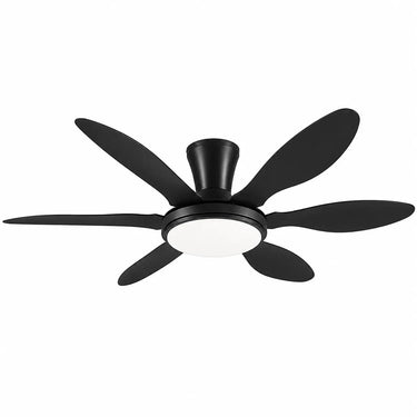 Kviflon 8912 51 inch standard LED flush mount ceiling fan with light in black finish