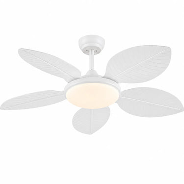 Kviflon 8916 48 inch vintage palm leaf ceiling fan with light in white finish