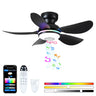 Kviflon 8922 black RGB Bluetooth low profile ceiling fan with light and remote control