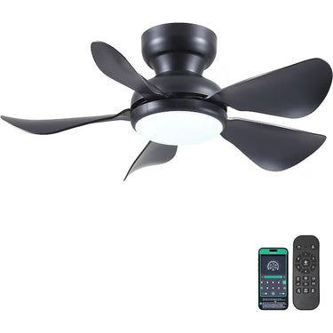Kviflon 8922 standard LED low profile ceiling fan with light in black finish