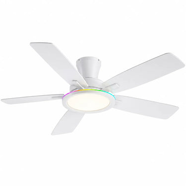 Kviflon B8240 52 inch RGB flush mount ceiling fan with light in white finish