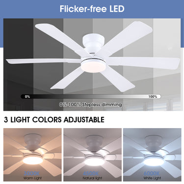 Kviflon 52 in White Ceiling Fan with Light