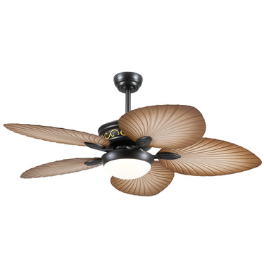 Tropical Palm Leaf Indoor & Outdoor Covered Ceiling Fan with Light