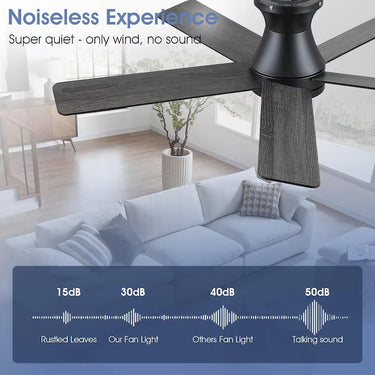 46" Wood Blade Ceiling Fan | Quiet, App & Remote Control|8245