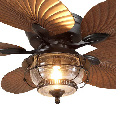 52" Palm Leaf Outdoor Ceiling Fan | Wet Rated, Remote Control |8309