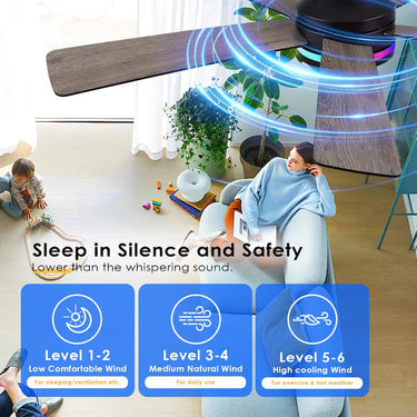 46‘’ RGB Ceiling Fan with Side Light | Quiet Flush Mount, App & Remote Control |B8509 RGB