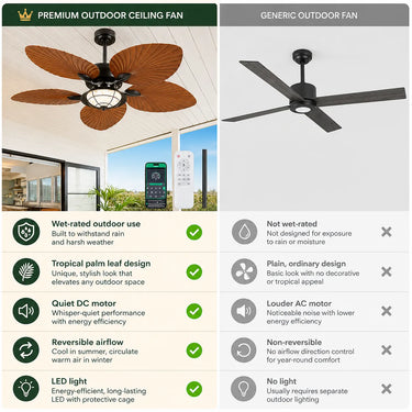 8920 ceiling fan with quiet reversible DC motor for year round comfort
