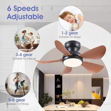 Flush Mount Smart Ceiling Fan | Quiet, App & Remote Control |8922