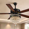 Kviflon 5003 Black crystal ceiling fan with five fixed blades for the 52-inch and 62-inch models.