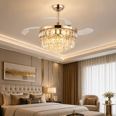 48‘’ Modern Crystal Retractable Ceiling Fan with Light |9018