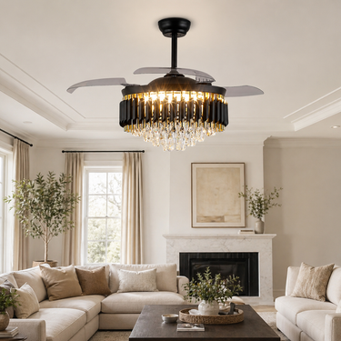 48‘’ Modern Crystal Retractable Ceiling Fan with Light|9017