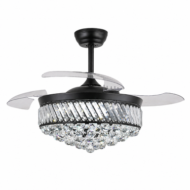 48‘’ Modern Crystal Retractable Ceiling Fan with Light|9016