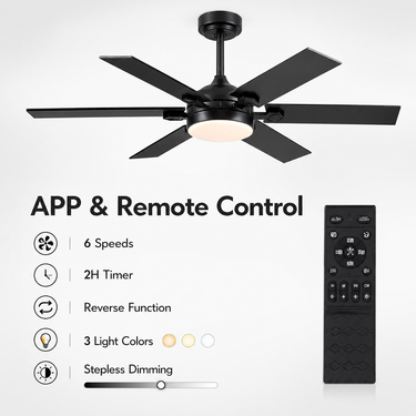 46‘’ Modern Ceiling Fan with Light for Living Room | Quiet, App & Remote Control| 8900