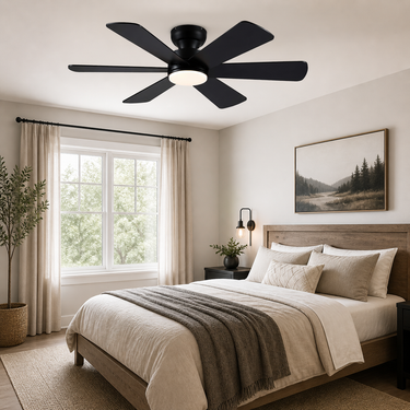 46‘’ Flush Mount Ceiling Fan with Light | Ultra Quiet, App & Remote Control |B8503