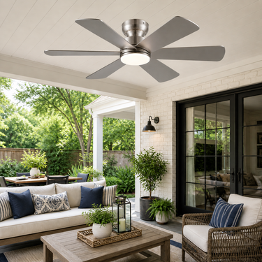46‘’ Flush Mount Ceiling Fan with Light | Ultra Quiet, App & Remote Control |B8503