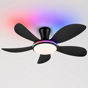 48‘’ Curved Blade Ceiling Fan for Bedroom With RGB | Ultra Quiet, App & Remote Control |8907