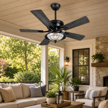 52‘’ Glass Shade Ceiling Fan | Remote Control, 6 Speeds |A5013