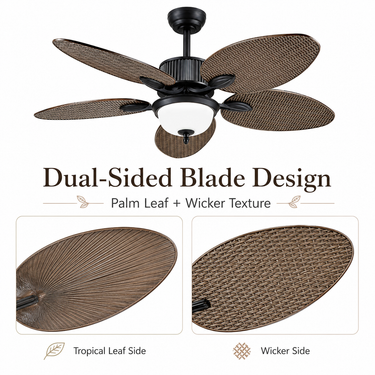 50'' Palm Leaf Ceiling Fan (no Light)