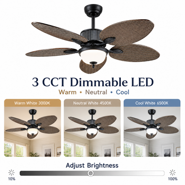 50'' Palm Leaf Ceiling Fan (no Light)