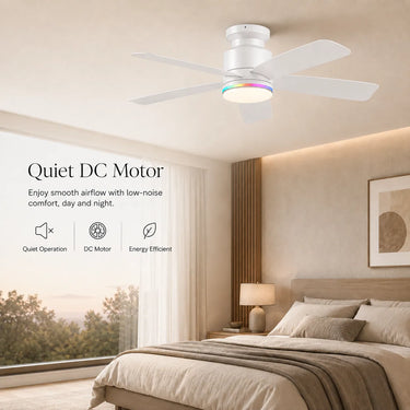 52" RGB Low Profile Ceiling Fan with Light, App & Remote Control|8241