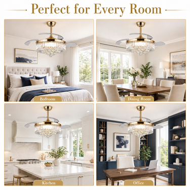 48‘’ Modern Crystal Retractable Ceiling Fan with Light |9019