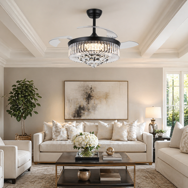 48‘’ Modern Crystal Retractable Ceiling Fan with Light |9019
