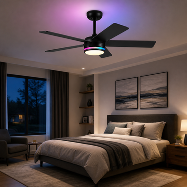 46''  Downrod Ceiling Fan With Light