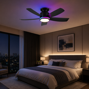 41“ Curved Blade Ceiling Fan with Side Ring Light | Ultra Quiet, App & Remote Control |8233