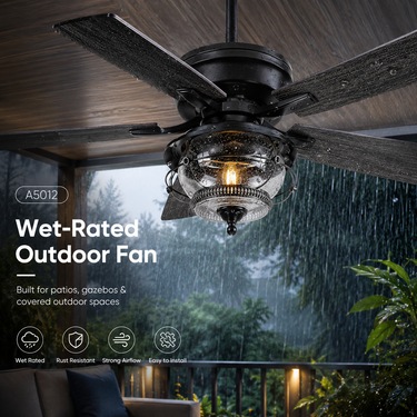 52" Outdoor Ceiling Fan | Wet Rated, Remote Control |A5012