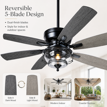 52" Outdoor Ceiling Fan | Wet Rated, Remote Control |A5012