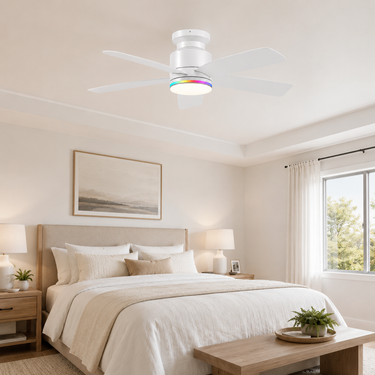 52'' RGB Ceiling Fan for Bedroom & Game Room | Quiet, App & Remote Control |8241