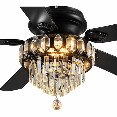 Modern Chandelier Fan with Smart APP Control, Quiet Reversible DC Motor & Dimmable Wood Double-Sided Blades (Model 8337)