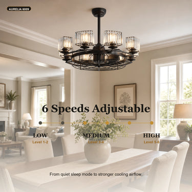 Aurelia 34" Crystal Caged Ceiling Fan with Light and Remote Control