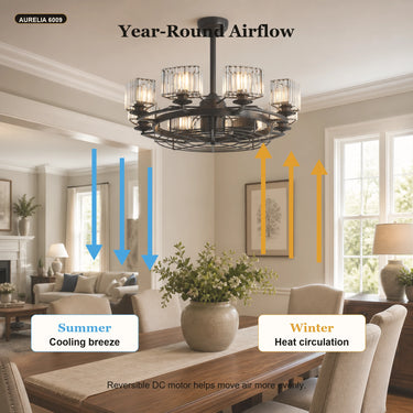 Aurelia 34" Crystal Caged Ceiling Fan with Light and Remote Control