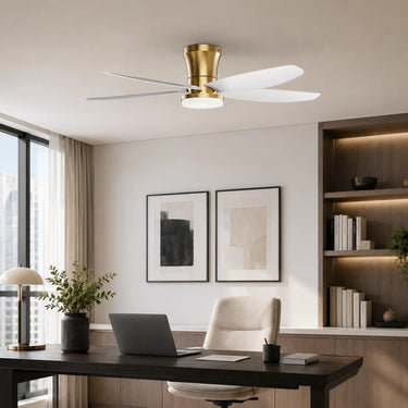 Kviflon 6666 42 inch ceiling fan with light installed in a home office