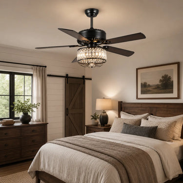 Kviflon 52" Farmhouse Luxury Crystal Chandelier Ceiling Fan with Light and Remote |8221