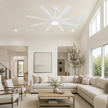Kviflon 8223 72 inch large ceiling fan with light installed in a living room