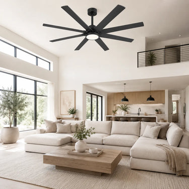Kviflon 8223 72 inch large ceiling fan with light installed in a living room
