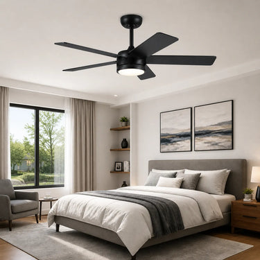 Kviflon 8228 46 inch flush mount ceiling fan with light installed in a bedroom