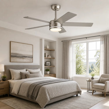 Kviflon 8228 46 inch flush mount ceiling fan with light installed in a bedroom