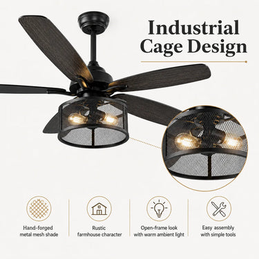 Close-up of Kviflon 8235 innovative snap-fit industrial iron mesh cage housing dual E26 bulb sockets
